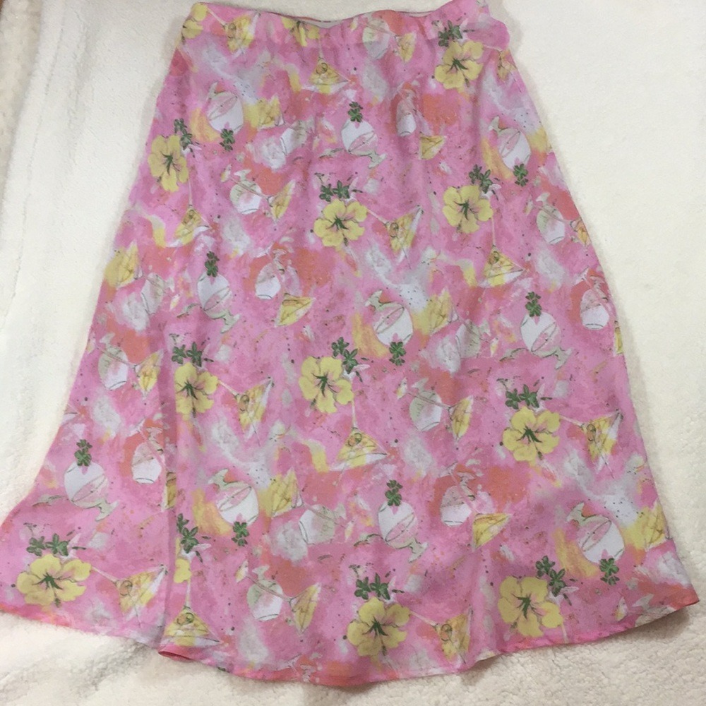 Cocktail Print‎ Skirt w/ Floral Size S